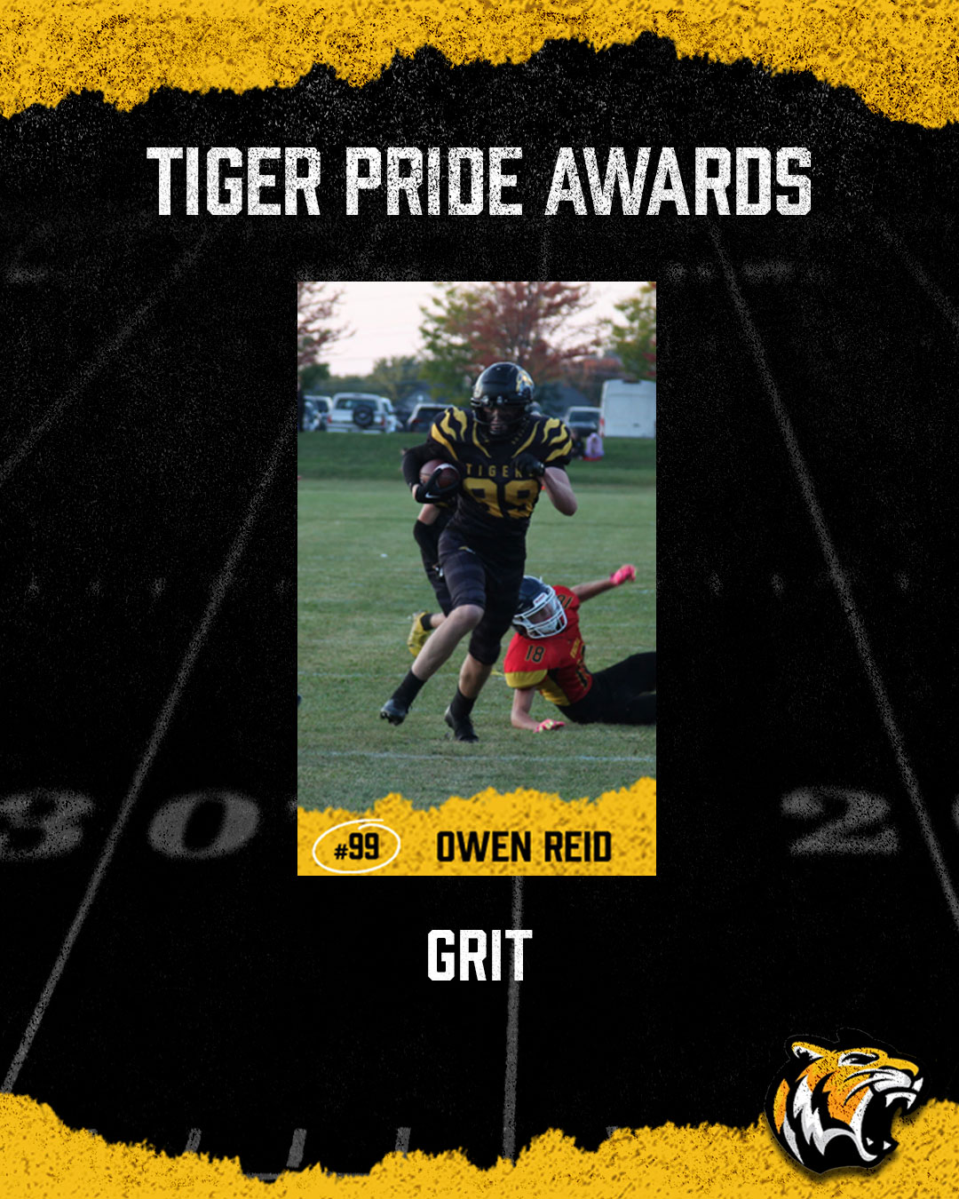 Owen Reid, Tiger Pride Award — Grit