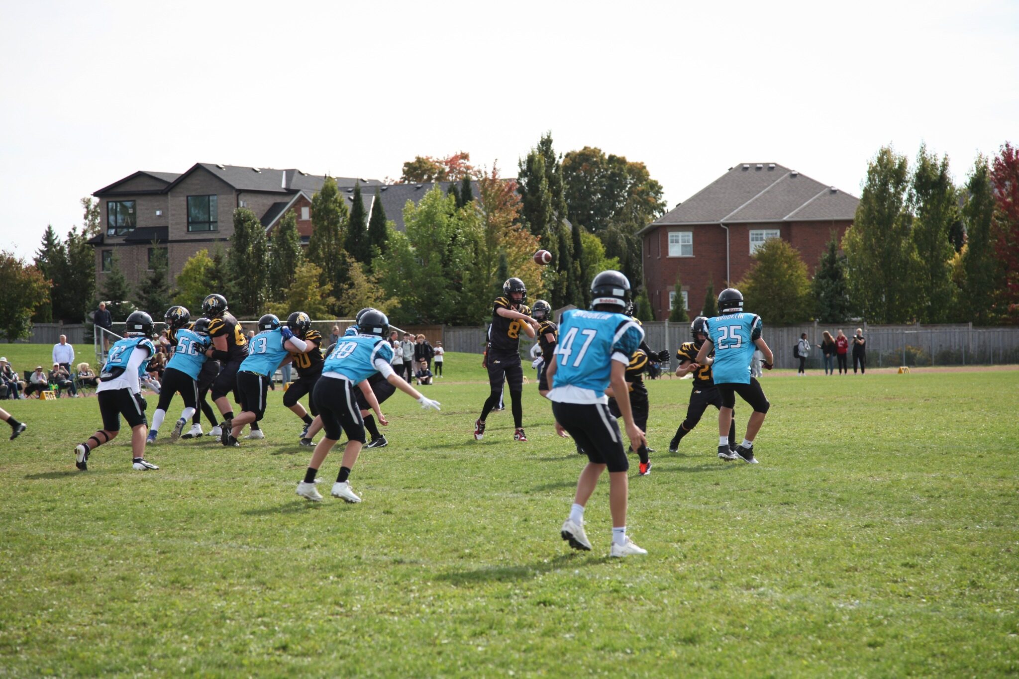 The Tigers offence attacks the Brooklin defence
