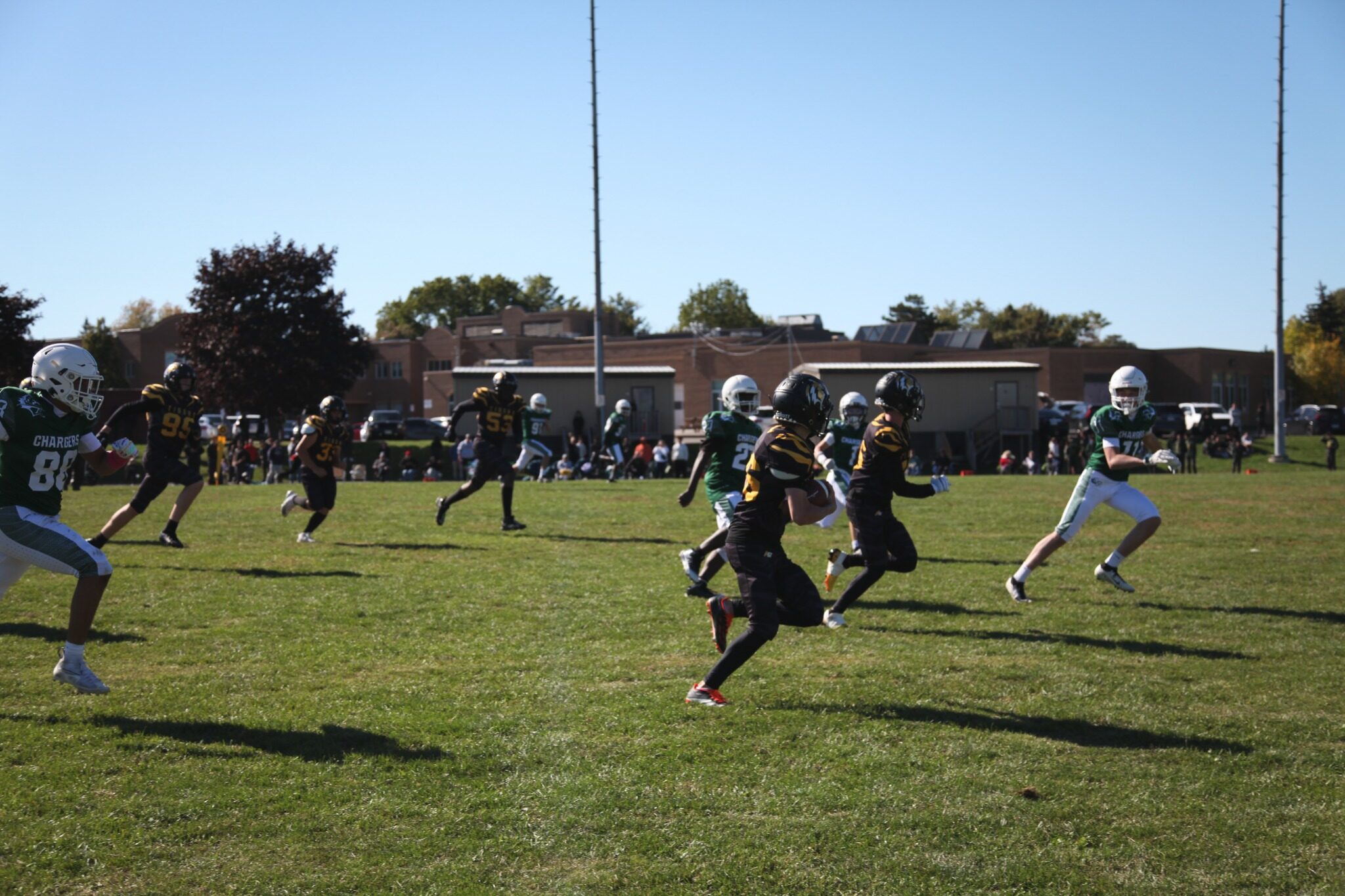 A Tigers ball carrier breaks into open space