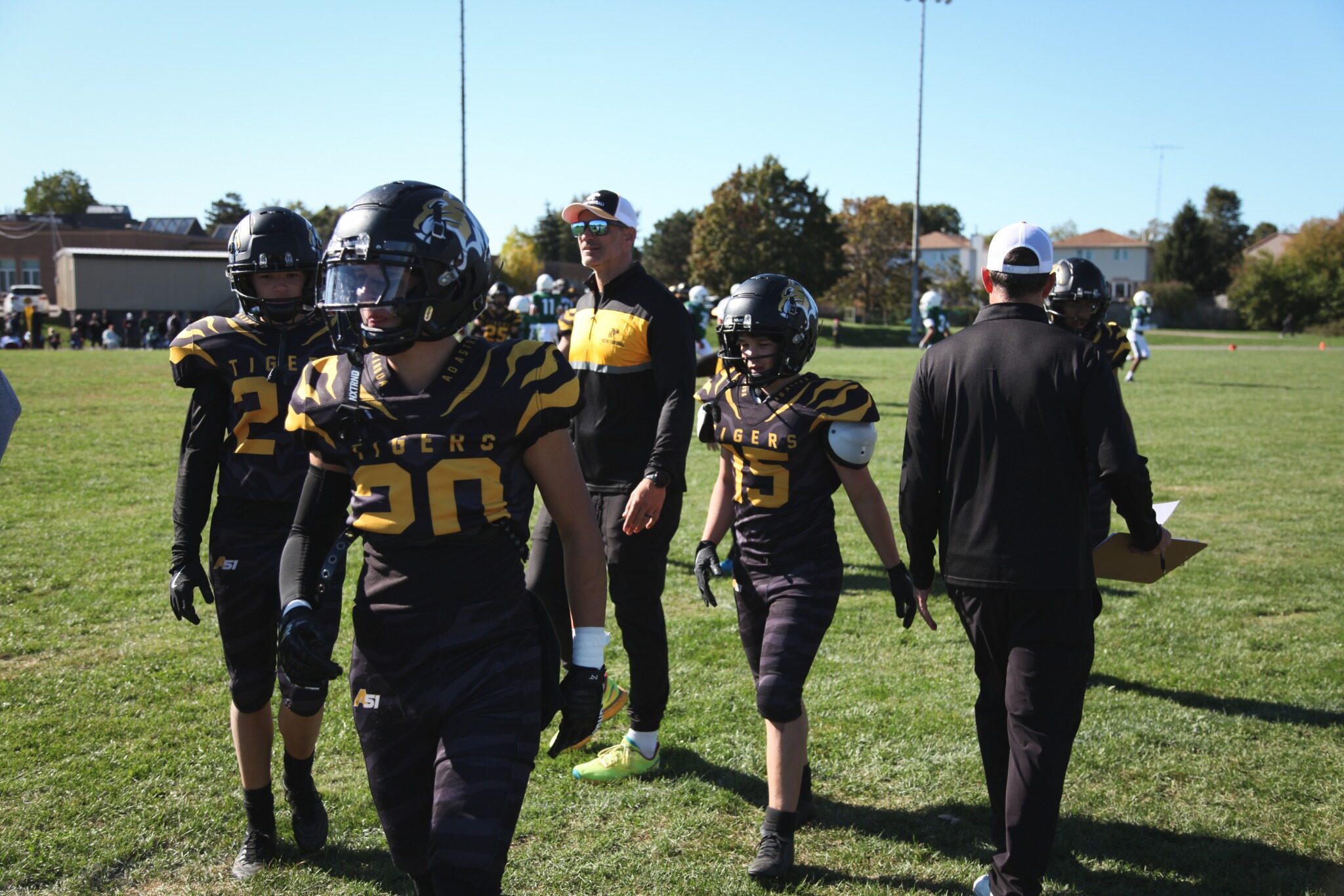 Tigers players return to the sideline