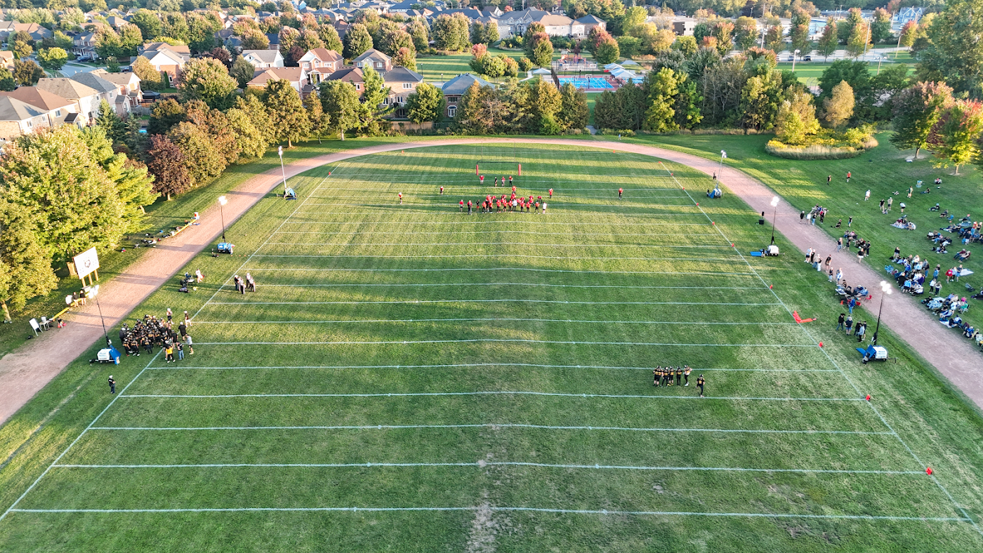Homecoming supporters gathered beside the field from above