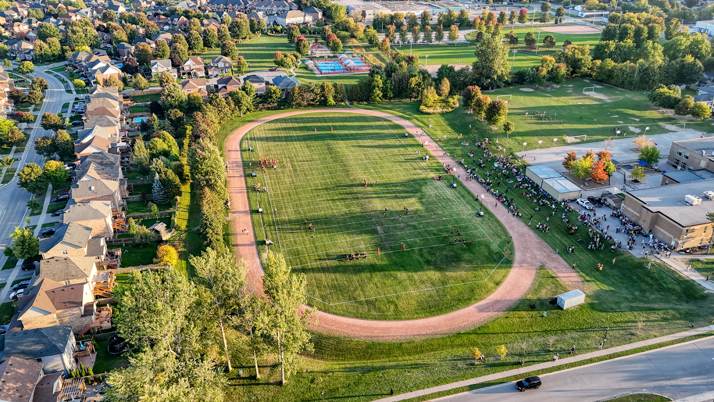 Aerial view of the Homecoming field before kickoff